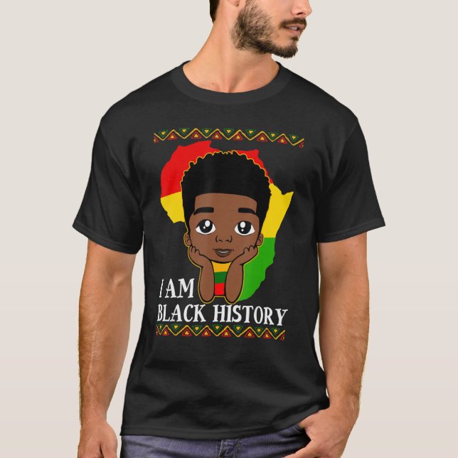 Camiseta Meninos Negros Sou História Negra Mês Orgulhoso (Frente)
