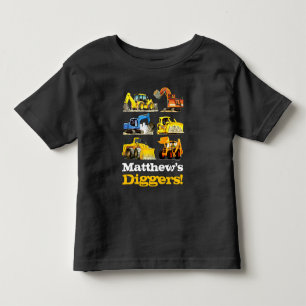 Camiseta Meninos Nome Giant Construction Diggers Excavators