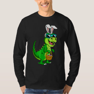 Camiseta Meninos Páscoa Dinossauro Coelhinho de Orelha Pásc