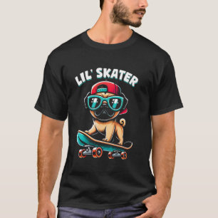 Camiseta Meninos Pug Em Um Skate Skater