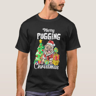 Camiseta Meninos Pugmas Alegre Pugando Árvore de Natal Cach