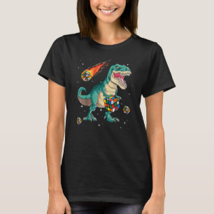 Camiseta Meninos T Rex Velocidade Cortando Dinossauro de Qu