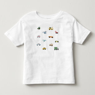 Camiseta Meninos Transporte Carro Padrão Monograma Nome Cri