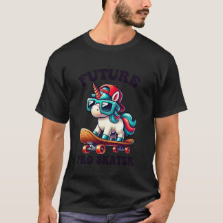 Camiseta Meninos Unicórnio Em Um Skate Skater Garotos