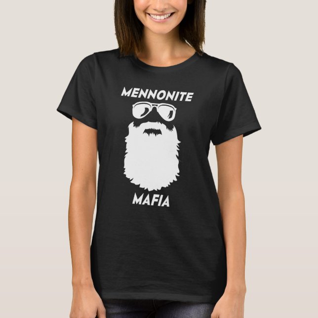 Camiseta MENNONITE MAFIA  Beard Christian Jesus Bible Humor (Frente)