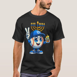 Camiseta Menorá de Beisebol Dreidel Judaica Hanukkah Mulher