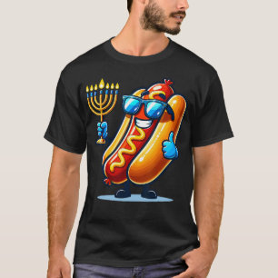Camiseta Menorá de Cachorro-Quente Judaico - Hanukkah Engra
