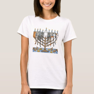Camiseta Menorá de Gatos Meowzel engraçada de Hanukkah