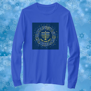Camiseta Menorá de Hanuká Estrela de Davi Coroa de Folhas