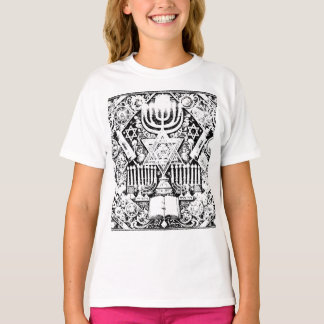 Camiseta Menorá Judaica do Hanukkah Hebraico
