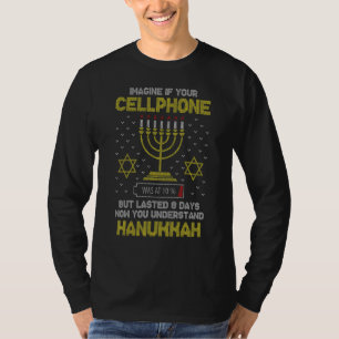 Camiseta Menorah Cellphone Hanukkah Jewish Ugly Christmas S