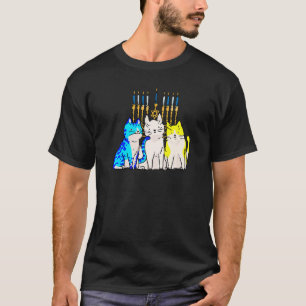 Camiseta Menorah de Gato Hanukkah Gatinho Fofo Chanukah Jud