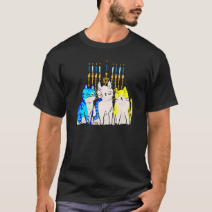 Camiseta Menorah de Gato Hanukkah Gatinho Fofo Chanukah Jud