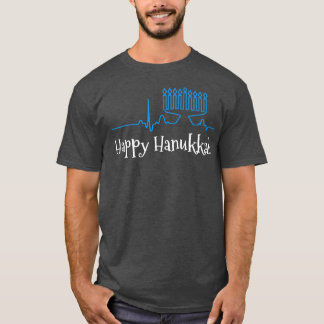 Camiseta Menorah ECG Heartbeat Happy Hanukkah Chanukah Jewi