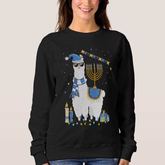 Camiseta Menorah Hanukkah Llama Cute Alpaca Chanukah Holida (Frente)