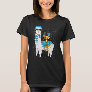Camiseta Menorah Hanukkah Llama T Shirt Cute Alpaca Chanuka