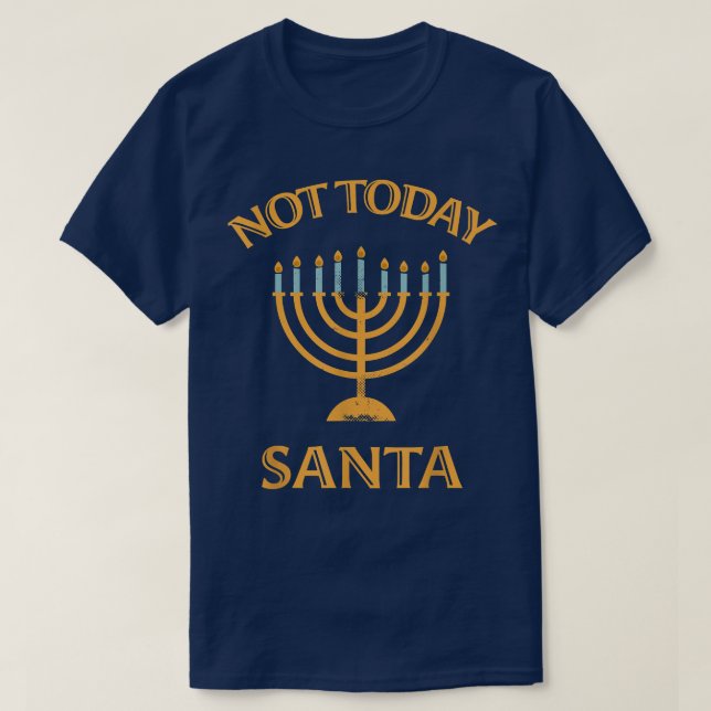 Camiseta Menorah Hoje Não Papai noel Engraçado Hanukkah Paj (Frente do Design)