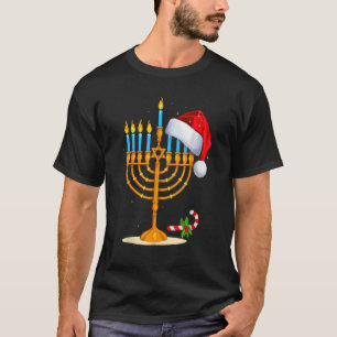Camiseta Menorah Santa Hat Chanukah Hanukkah Jewish Christm