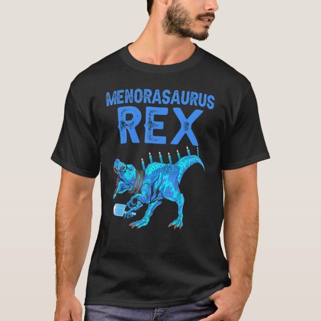 Camiseta Menorasaurus Rex Dinossaur Rex Hanukkah Menora Pu (Frente)