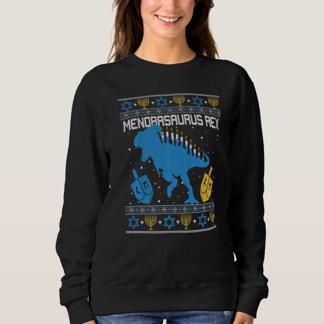 Camiseta Menorasaurus Rex Dinossaur T Rex Hanukkah Menorah  (Frente)