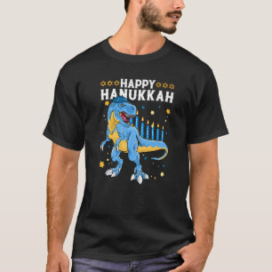 Camiseta Menorasaurus Rex Dinossauro Feliz Hanukkah Meninos