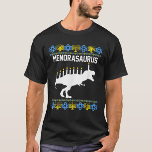 Camiseta Menorasaurus Rex Para Crianças Hanukkah Dinossaur