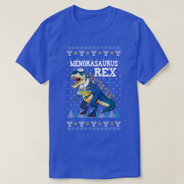 Camiseta Menorasaurus Rex T Rex Menorah Ugly Chanu (Frente do Design)