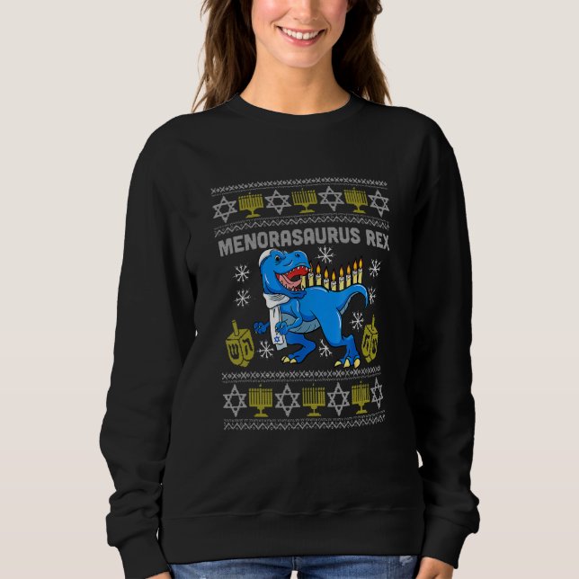 Camiseta Menorasaurus Rex Trex Menorah Ugly Chanuk (Frente)