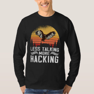 Camiseta Menos conversando mais Hacking Pôr do sol Falcão F