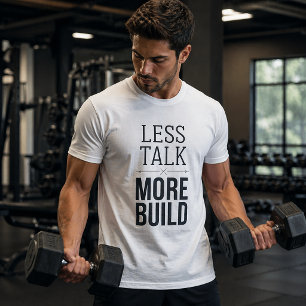Camiseta Menos Papo, Mais Construção Declaração Minimalista