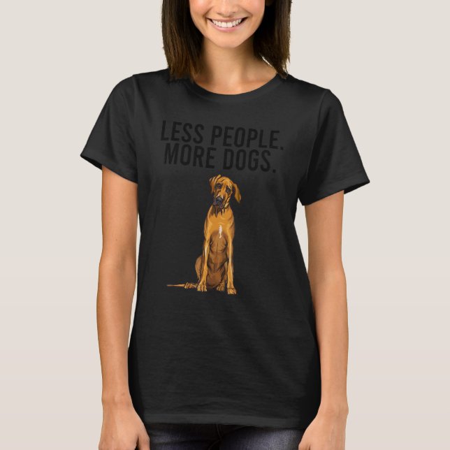 Camiseta Menos Pessoas Mais Cães Rhodesian Ridgeback  Intro (Frente)
