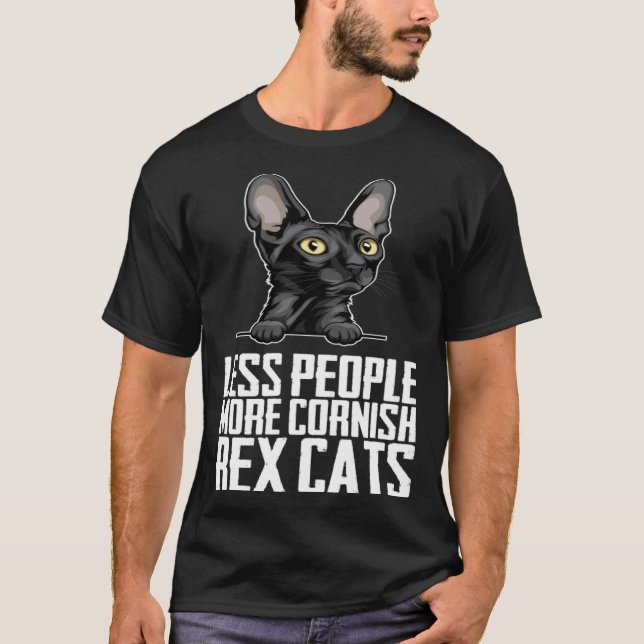 Camiseta Menos pessoas mais gatos cornish rex (Frente)