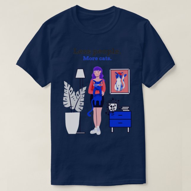 Camiseta Menos pessoas mais gatos Presente para amantes de  (Frente do Design)