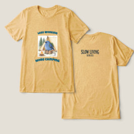 Camiseta Menos Trabalho Mais Camping Bluebird Azul Desenhad