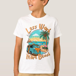 Camiseta Menos Trabalho, Mais Praia para Férias de Verão