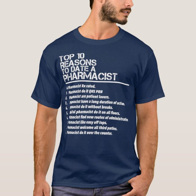 Camiseta Mens 10 Razão Para Um Farmacêutico (Frente)