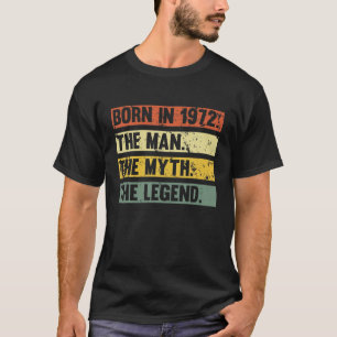 Camiseta Mens 1972 Mito Homem A Legenda 50º aniversário Bda