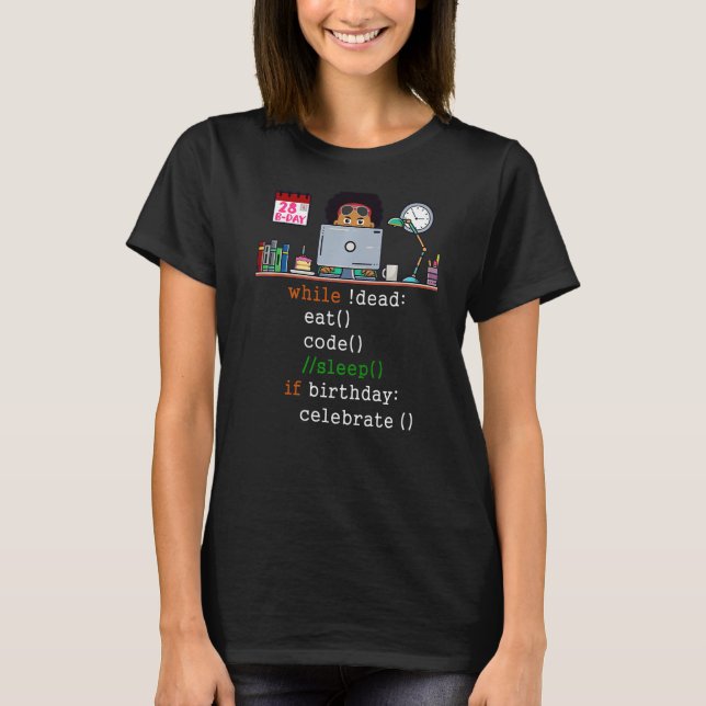 Camiseta Mens 28º aniversário I Engenheiro de software e co (Frente)