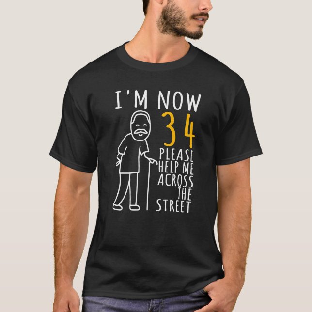 Camiseta Mens 34º Aniversário para Ele Eu tenho 34 anos (Frente)