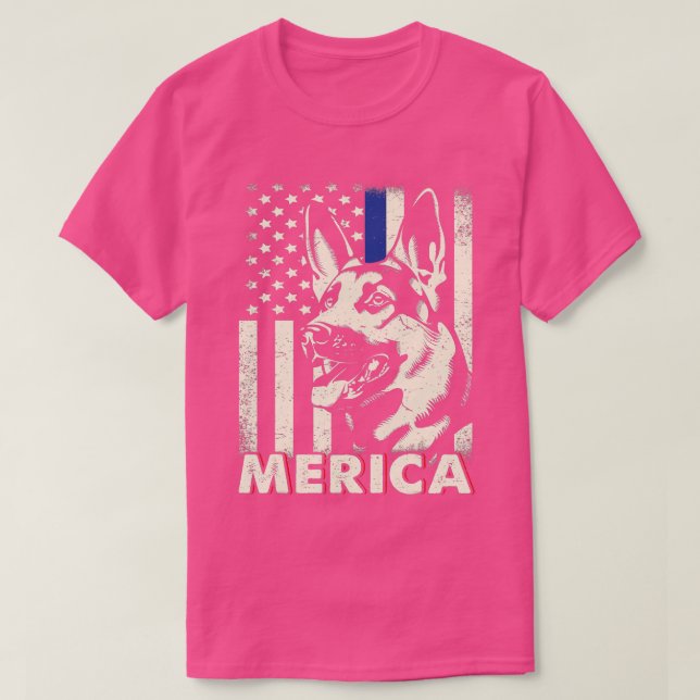 Camiseta Mens 4 de julho German shepherd Cão Merica Ameri (Frente do Design)
