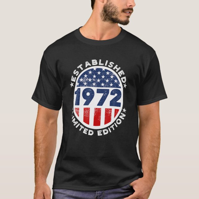Camiseta Mens 50º Aniversário Criado Em 1972 Retro Ameri (Frente)
