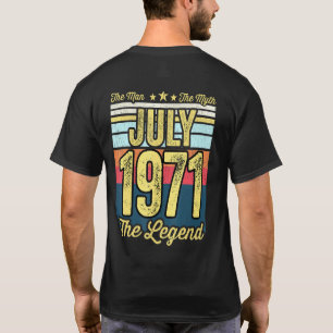 Camiseta Mens 50º Aniversário O Homem O Mito A Lenda Jul