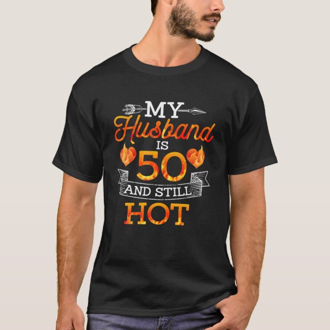 Camiseta Mens 50º Presente De Aniversário Para Marido Que N (Frente)