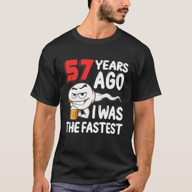 Camiseta Mens 57º Aniversário, Sperm Gag. 57 Anos De Incrív (Frente)