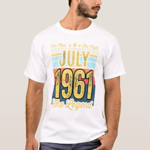 Camiseta Mens 60º Aniversário O Homem O Mito A Lenda Jul