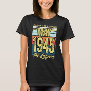 Camiseta Mens 76º Aniversário O Homem O Mito A Lenda Maio