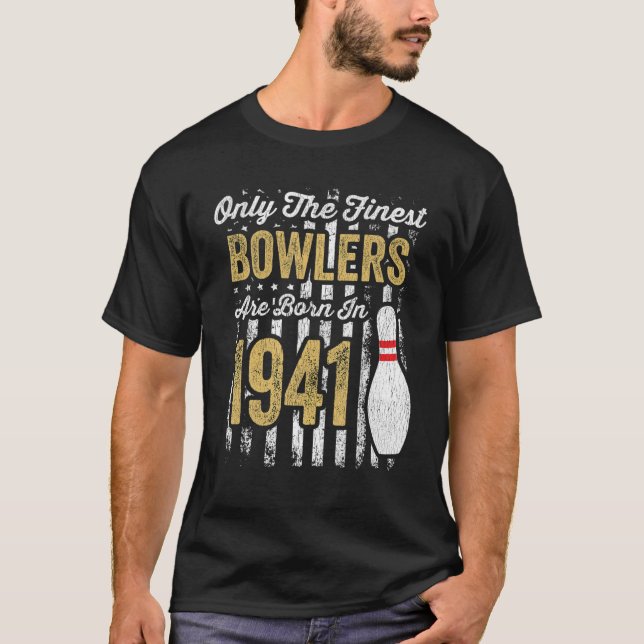 Camiseta Mens, 80 anos, 80 de aniversário de Bowler, Bor de (Frente)