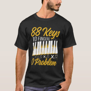 Camiseta Mens 88 Teclas 10 Dedos 0 Piano Player M