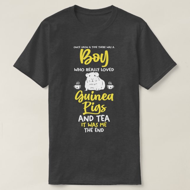Camiseta Mens A Boy Who Love Tea And Guinea Pig Premium 412 (Frente do Design)