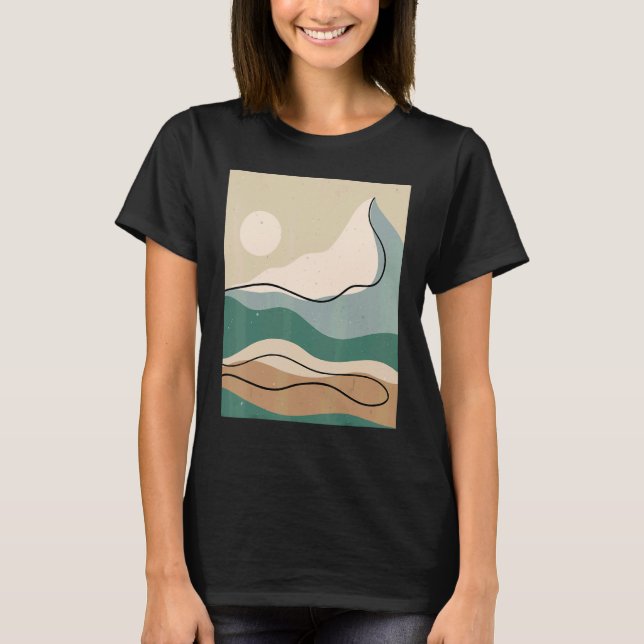 Camiseta Mens Abstract Mountains Landscape Nature Sky Minim (Frente)